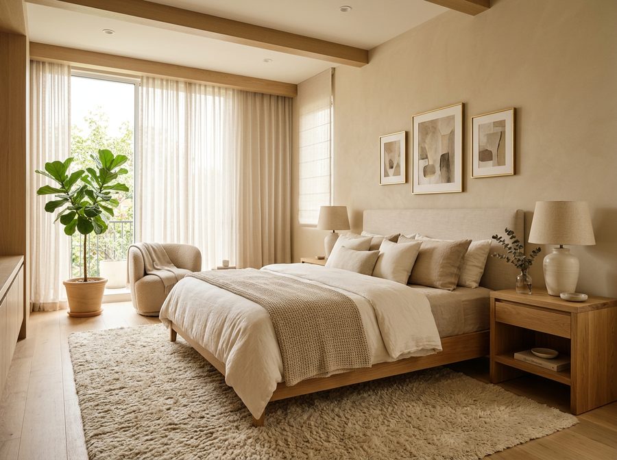 Stilvolles Schlafzimmer (KI-generiertes Bild)